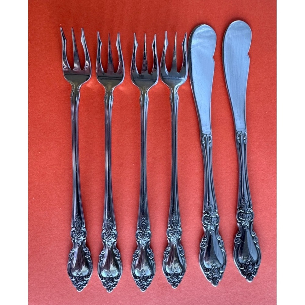 Oneida LOUISIANA Cocktail/Seafood Fork (4) Butter Spreader (2) Stainless Glossy